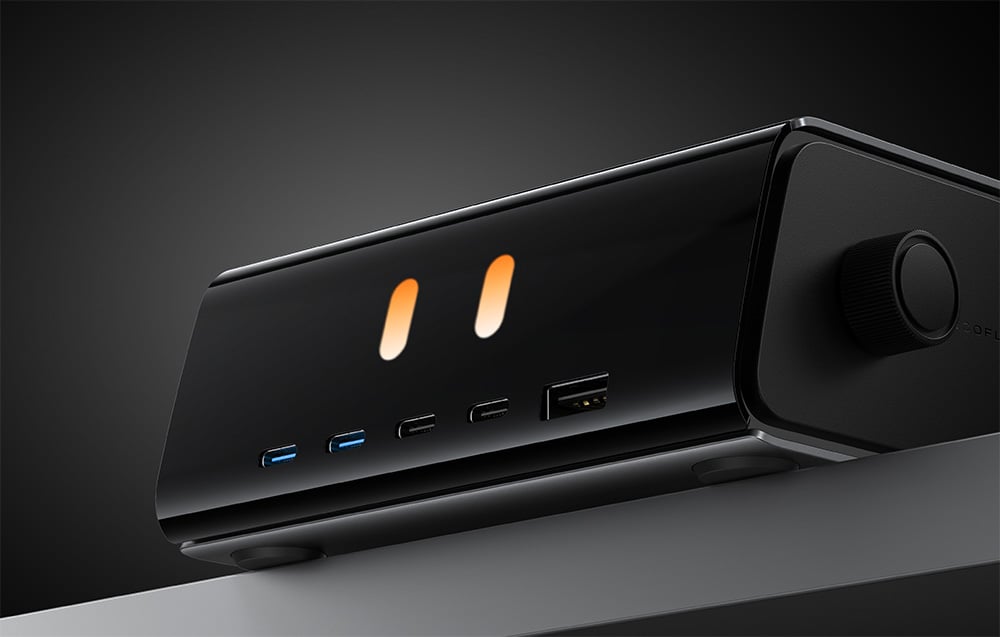 charging dock on dark background
