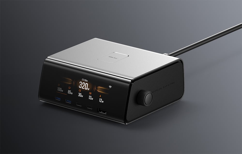 docking station on gray background