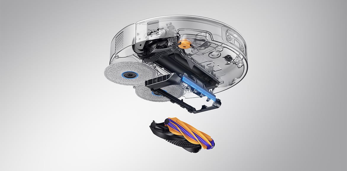 Vaade Dreame X60 Ultra Complete robottolmuimejale, mille sisemised komponendid on paljastatud