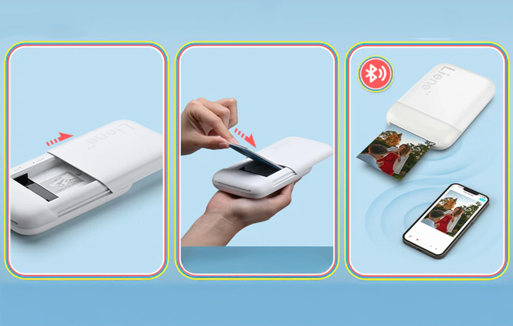 Three-step guide to loading paper into a portable printer