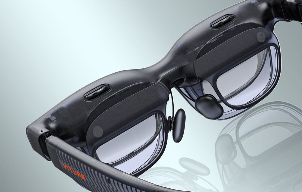 VITURE Luma XR glasses with prescription lens frame attached