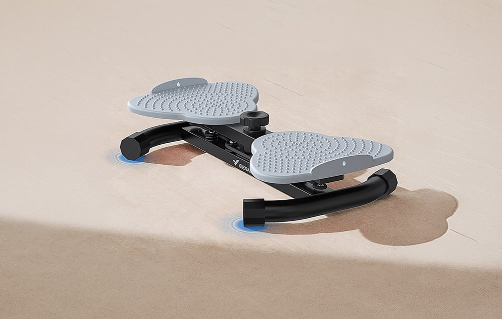 MERACH twister with two rotating platforms, with blue stabilizing points marked beneath them